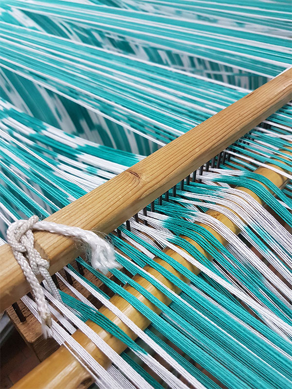 Mallorcan fabric Ikat 104 turquoise - Image 3