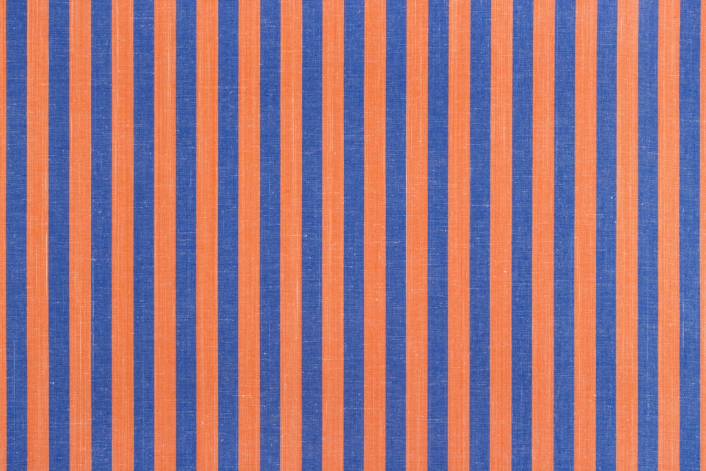 Tela mallorquina modelo 106 en azul y naranja de Teixits Vicens