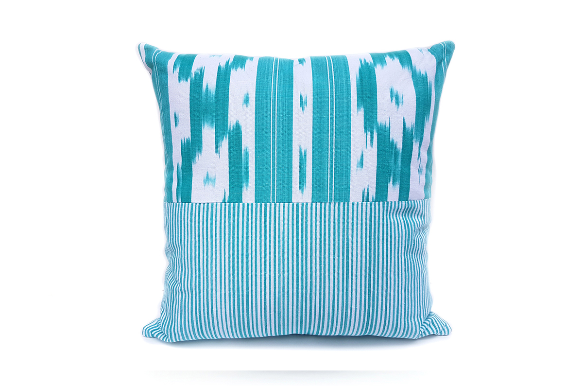 Funda coixí patchwork ikat 104/106 Turquesa