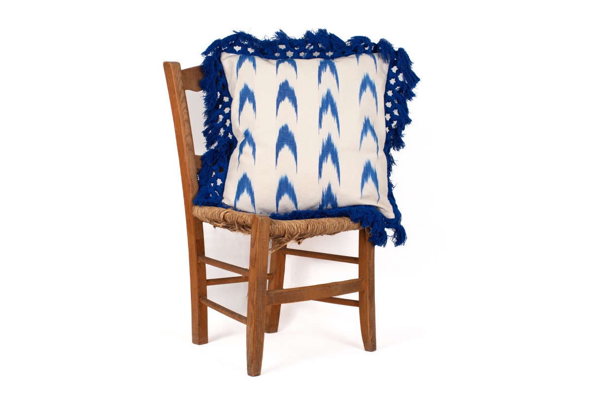 ikat 61 Blau fransenkissen - Image 2