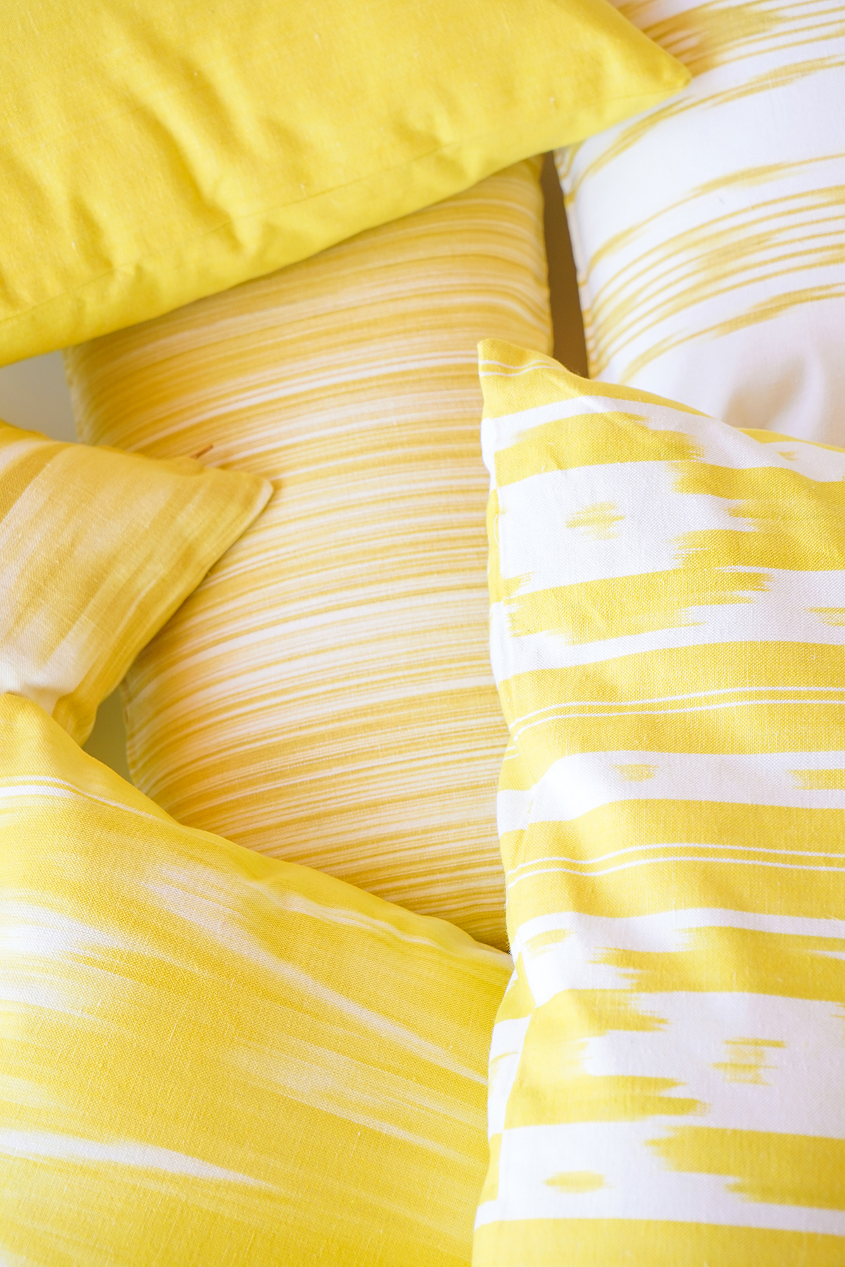 Mallorcan Ikat Fabric Cushion 107 Yellow - Image 2