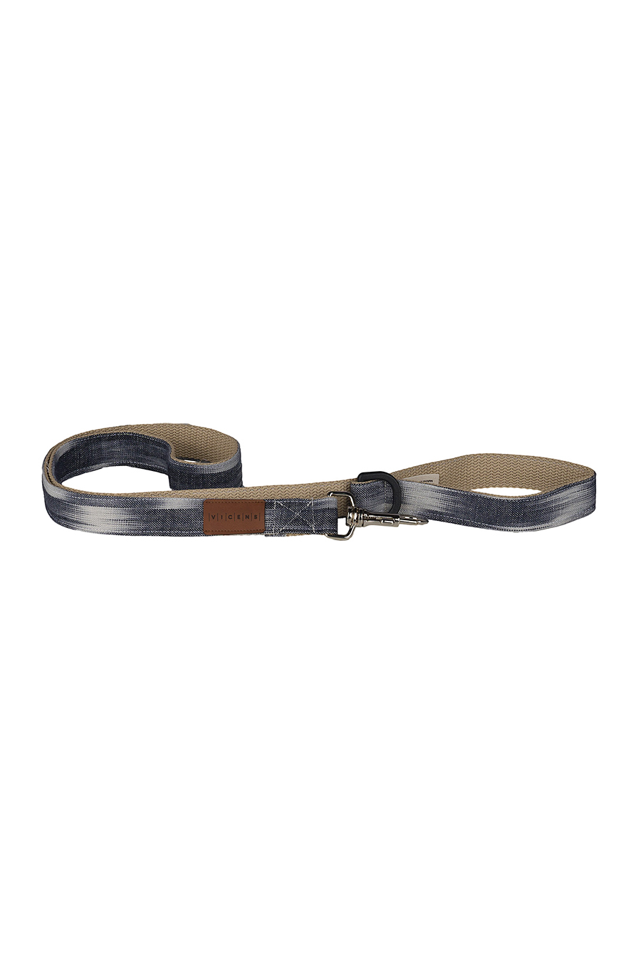 Correa para perro confeccionada con tela mallorquina ikat negra de Teixits Vicens