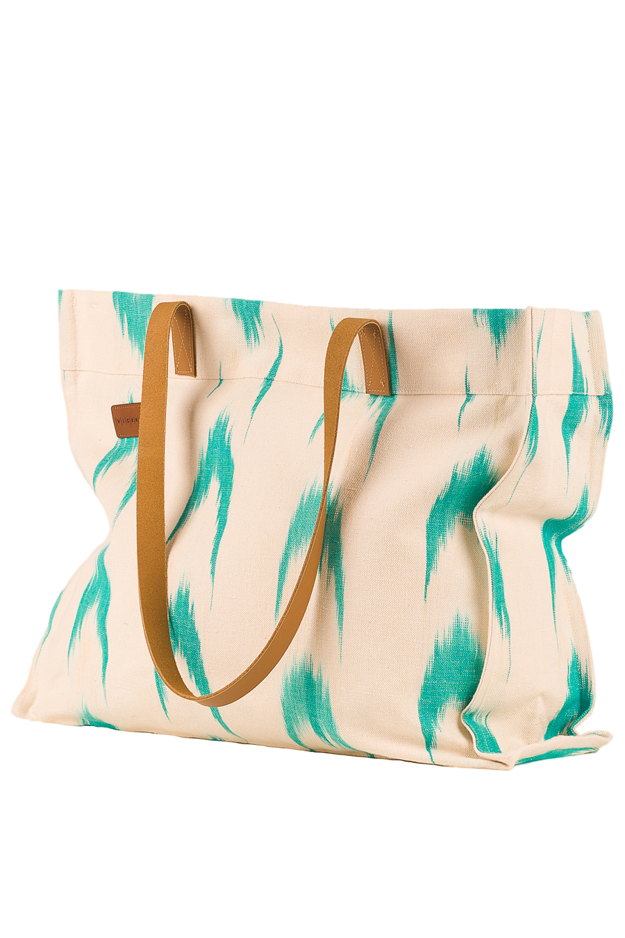 Henkeltasche aus Ikat-Leder 61 Türkis - Image 5