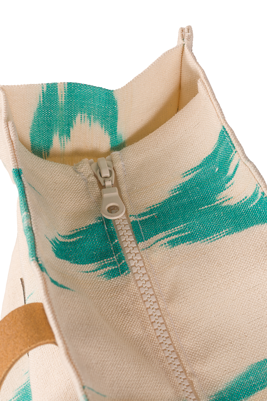 Henkeltasche aus Ikat-Leder 61 Türkis - Image 4