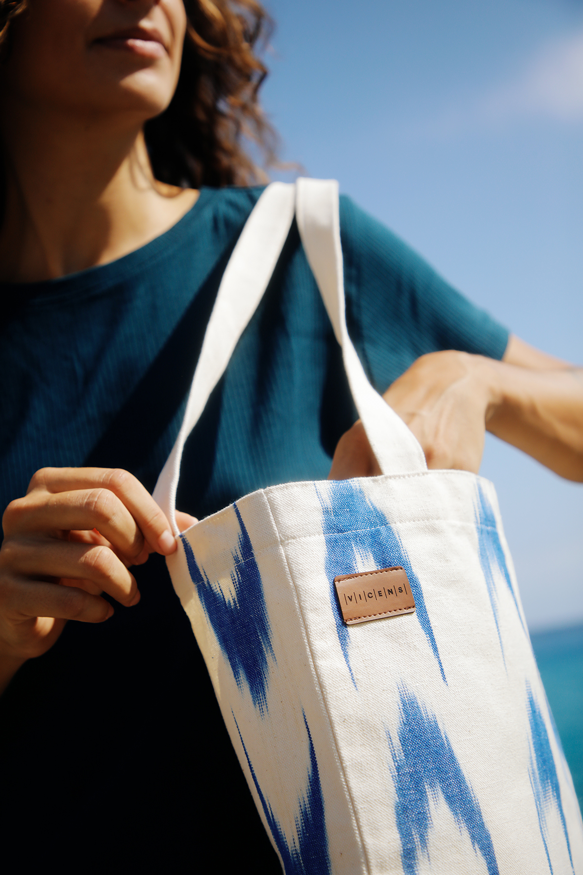 Tote bag ikat 61 Blau - Imatge 3