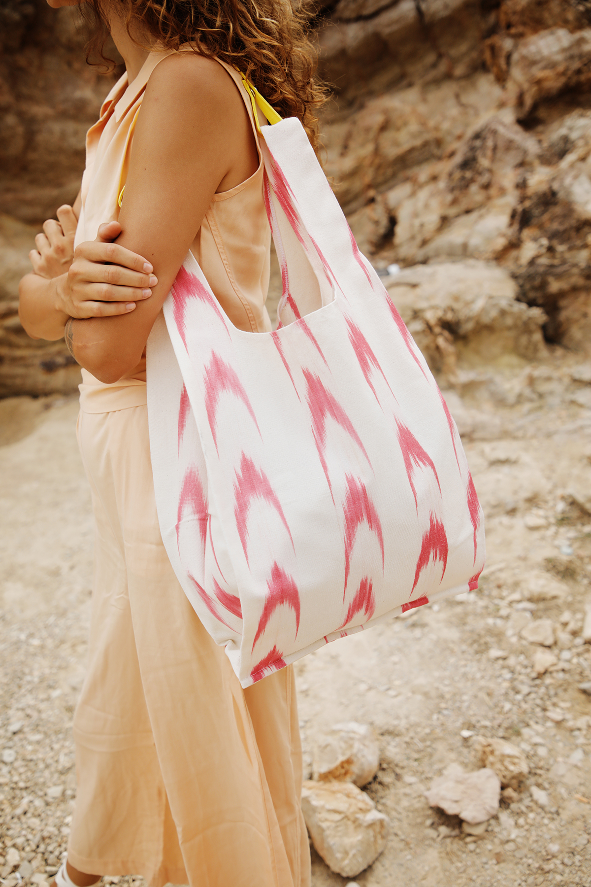 Einkaufstasche aus Ikat-Stoff 61 Rosa Fuchsie
