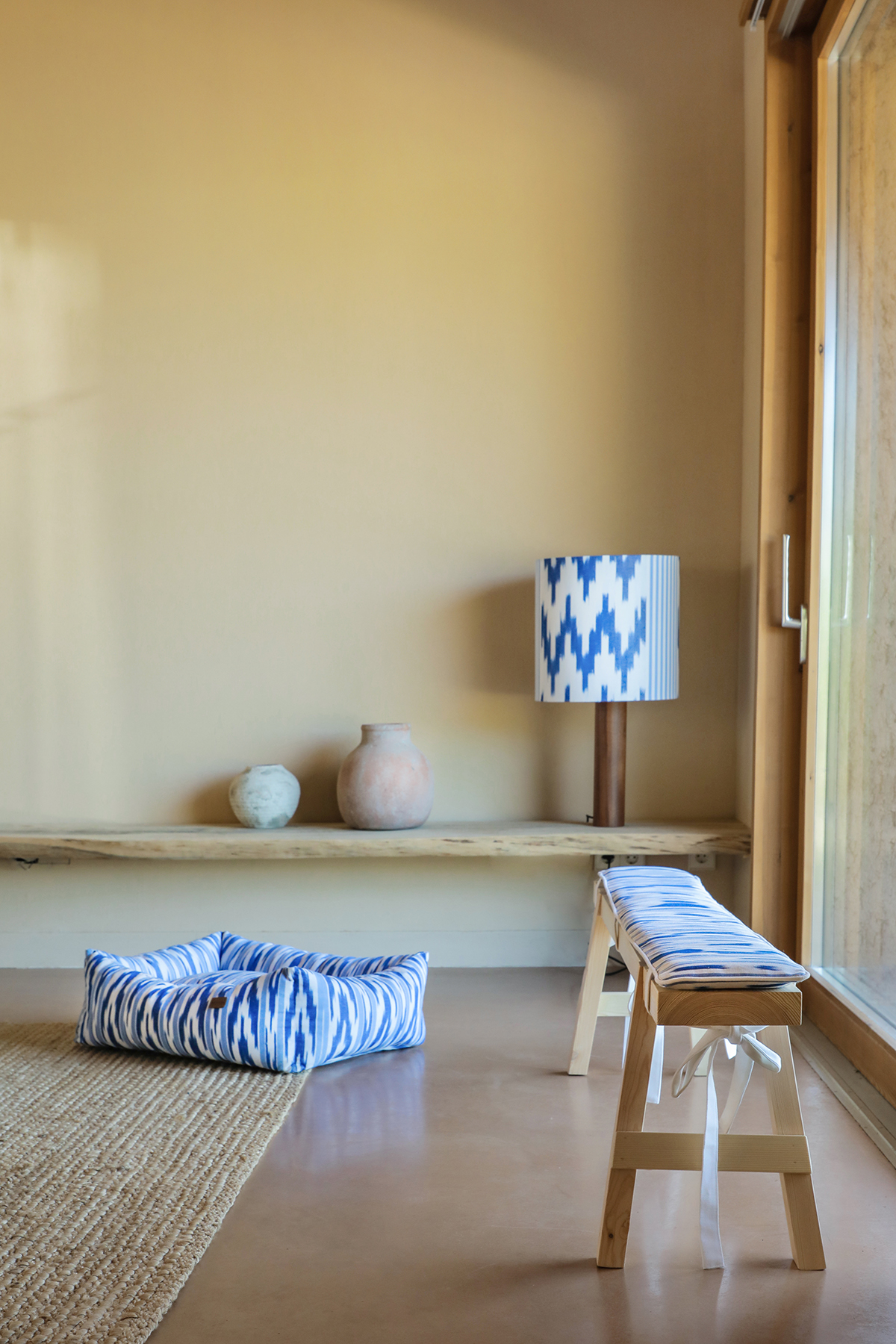 Hundebett aus mallorquinischem Stoff Ikat 109 Blau - Image 2