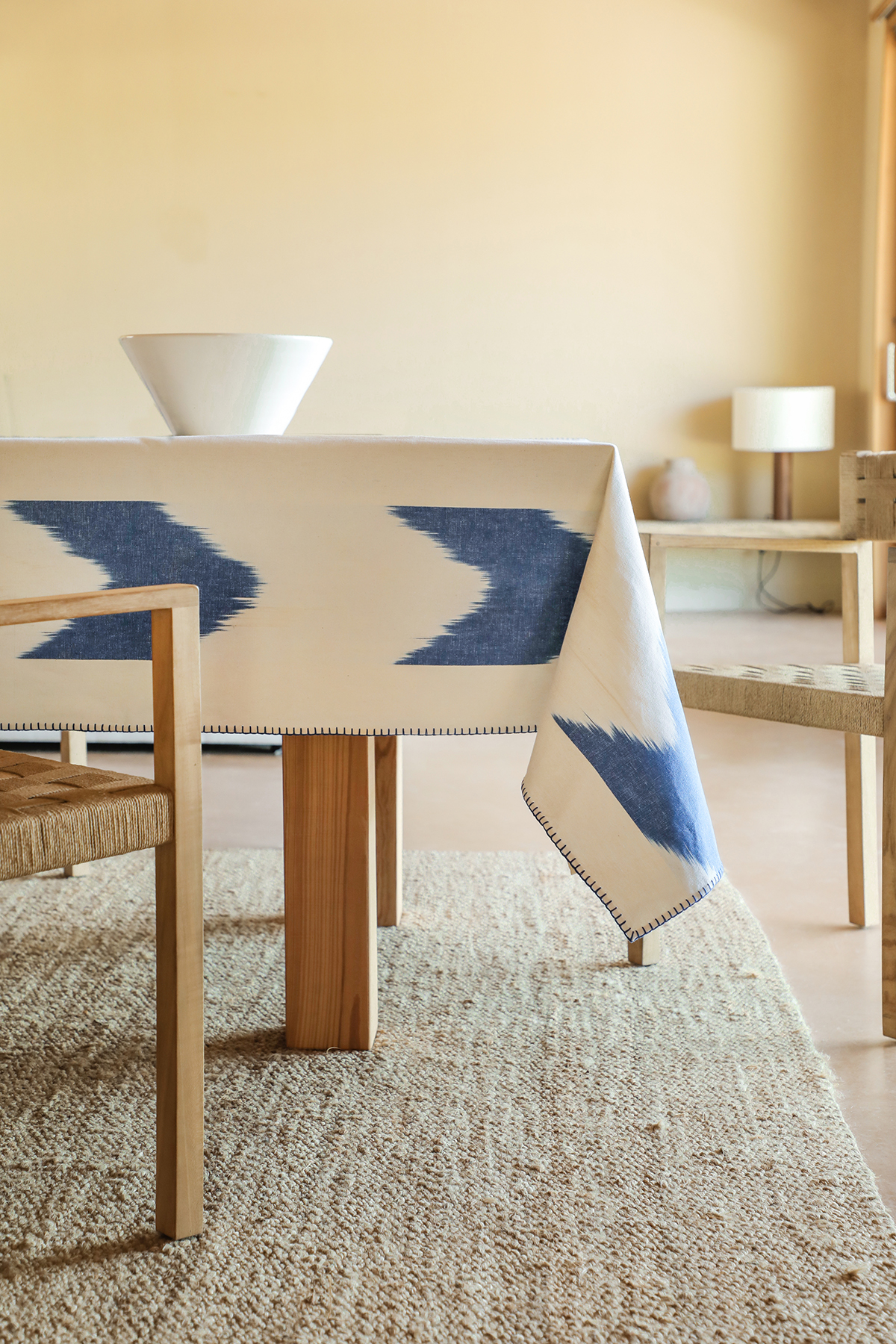 Estovalles puntada  de taula tela ikat 60 Blau