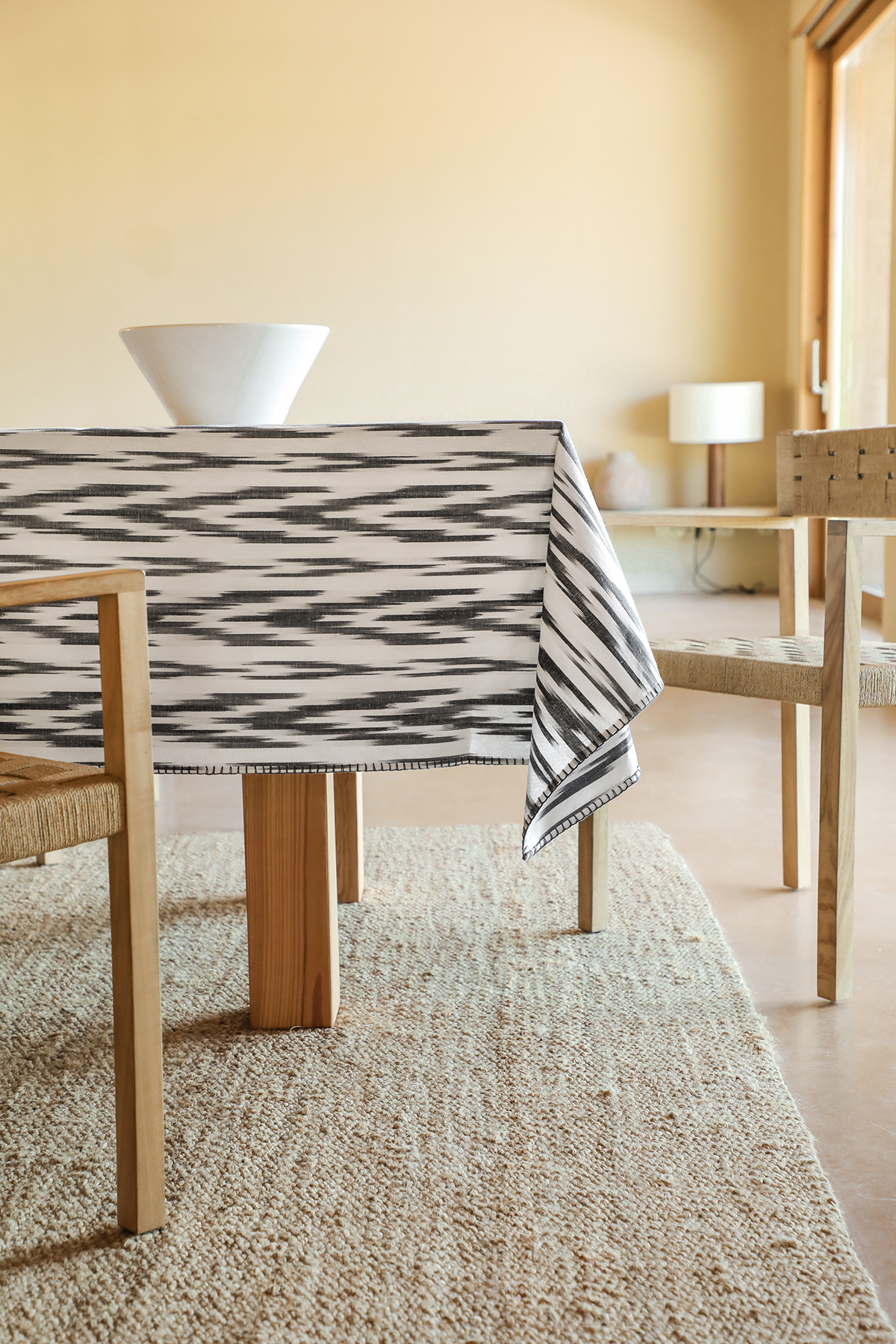 Stofftischdecke Handgenähtes Mallorca Stoff ikat 109 Grau