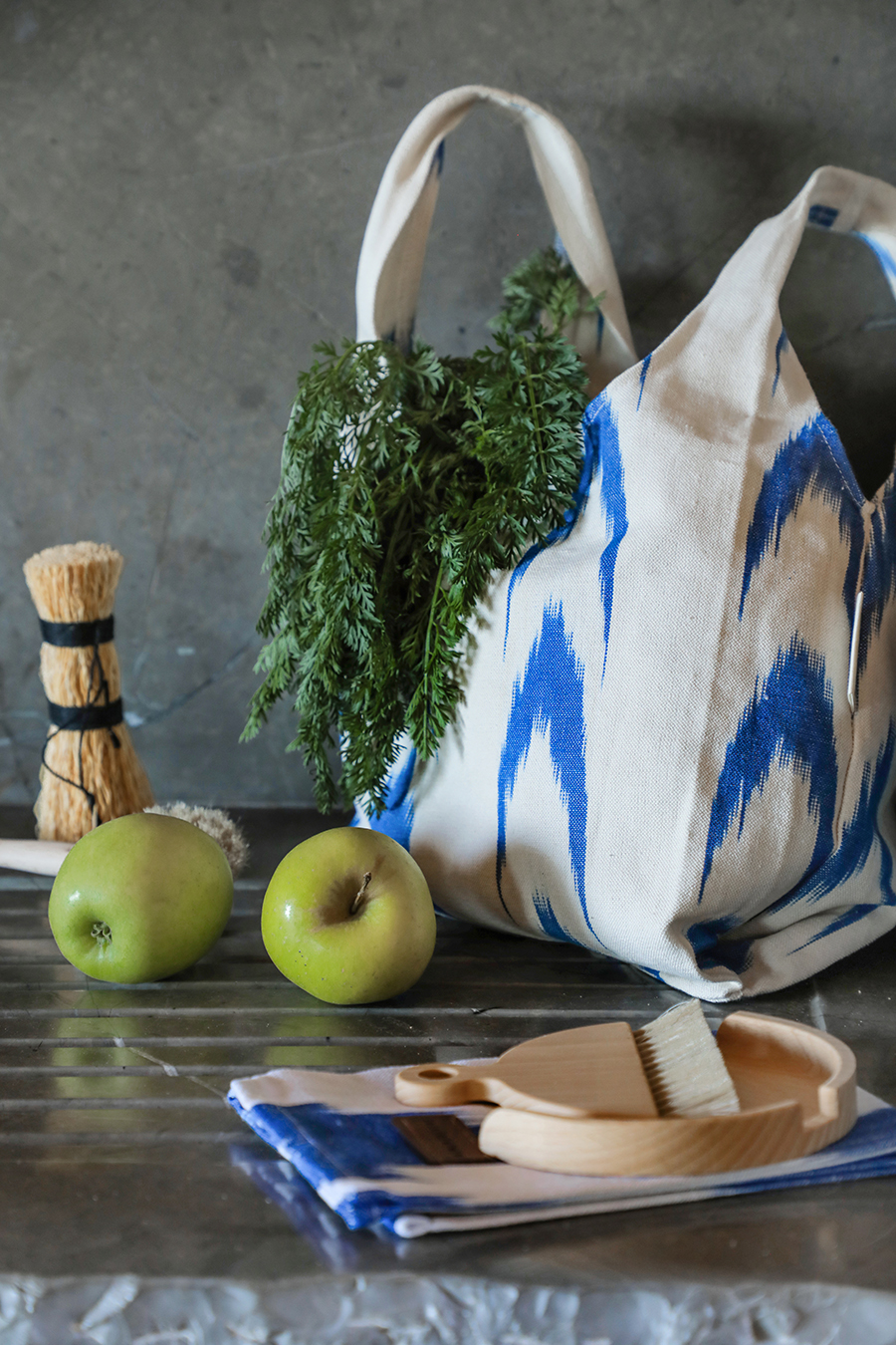 Bossa de compra de tela mallorquina ikat 61 blava - Imatge 2