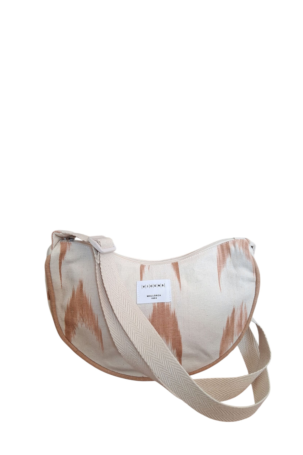 Bolso medialuna tela mallorquina 61 tostado
