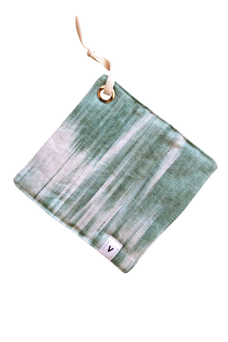 Quadratischer Ofenhandschuh aus Ikat-Stoff 101 Olivgrün