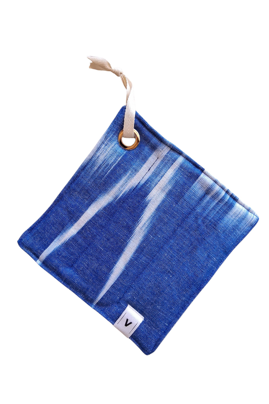 Quadratischer Ofenhandschuh aus Ikat-Stoff Blau 101