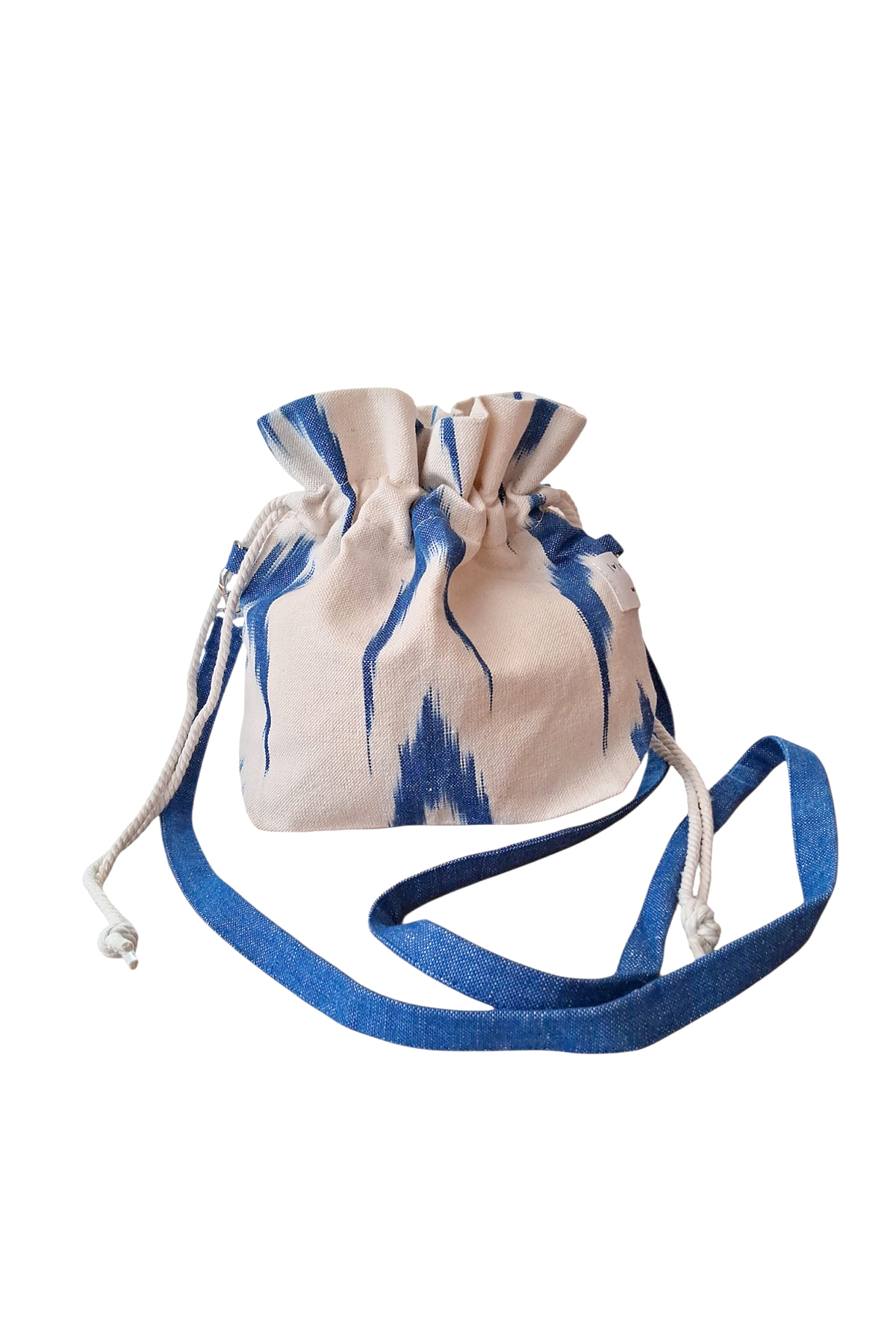 Beuteltasche mallorquinischem Ikat-Stoff 61 blau